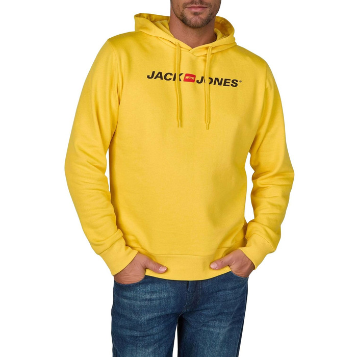 Чоловічий худі Jack & Jones JJMORTY Regular Fit з принтом, колір Solar Power (зелено-жовтий), розмір L