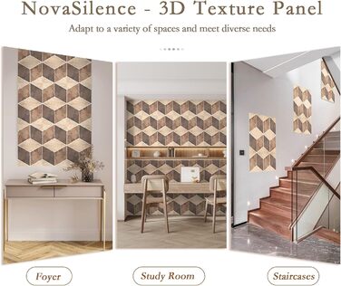 Акустичні панелі JBER для стін самоклеючі, звукопоглинаючі 3D-панелі з мармуровою текстурою для студії, офісу та дому, 30×30×1 см, 12 шт (Гексагон)