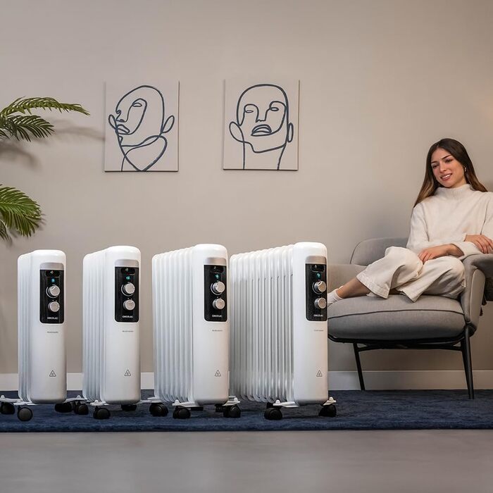 Електричний масляний радіатор Cecotec ReadyWarm 750 Space White – 1500 Вт, 3 режими, для кімнат до 15 м²