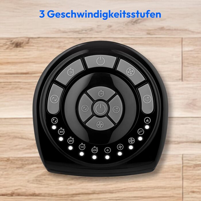 Турбовентилятор MEDION E11 TF з дистанційним керуванням: 3 швидкості, тихий режим сну, 45 Вт, 60° гойдання, таймер, MD12067, чорний