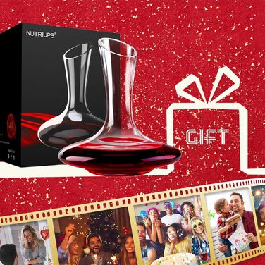 NUTRIUPS Wine Decanter Wine Carafe Red Wine 1.8L Lead-Free Glass Decanter Wine Decanter Made of Crystal Glass Red Wine Decanter (with Free Cleaning Brush and Stopper)