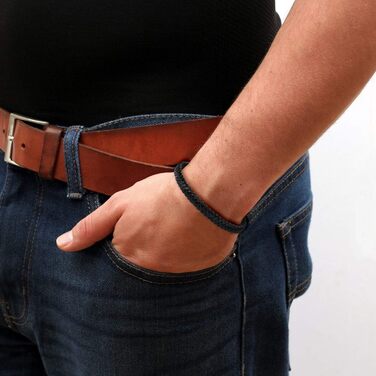 Чоловічий шкіряний браслет Casisto.J з нержавіючої сталі, плетений, з магнітною застібкою, чорний/коричневий, 17.5 см