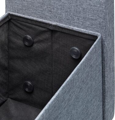 Relaxdays Bench with Backrest, 2 Cushion Rolls, Folding, Storage, Upholstered, Hallway, Storage Bench 75 x 115 x 47 cm, Grey, Cream (Dark Grey)