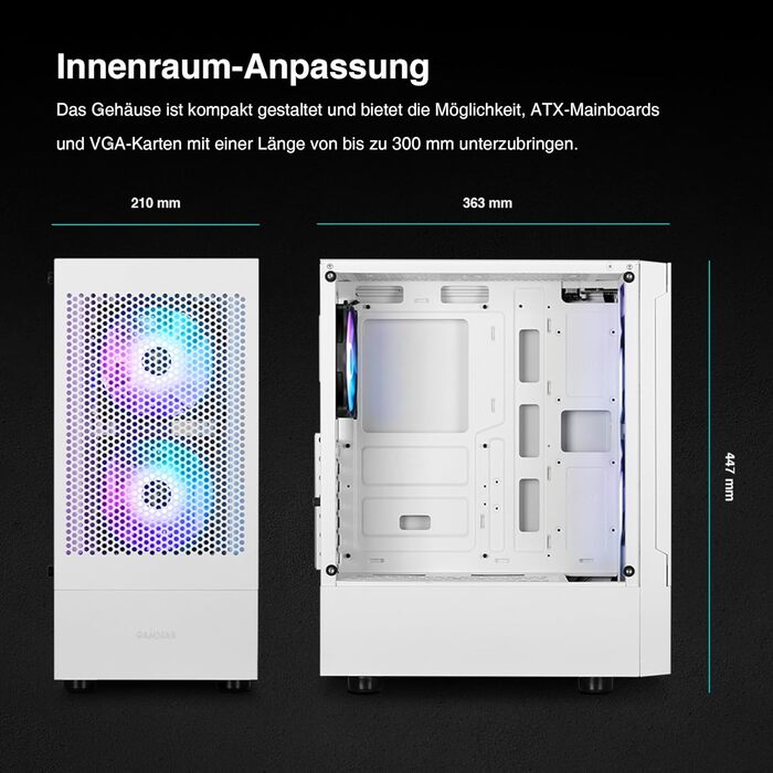 Корпус для ПК Gamdias TALOS E3 Mesh White - Mid-Tower з 3 RGB вентиляторами, сітчаста передня панель, скло, PSU-кришка