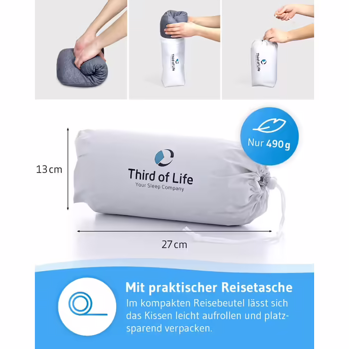 Подорожня подушка VOLAR Quickdry з пам'яттю форми, ортопедична шийна подушка для літака, авто, кемпінгу, маленька подушка 40x25 см з швидковисихаючим термочохлом
