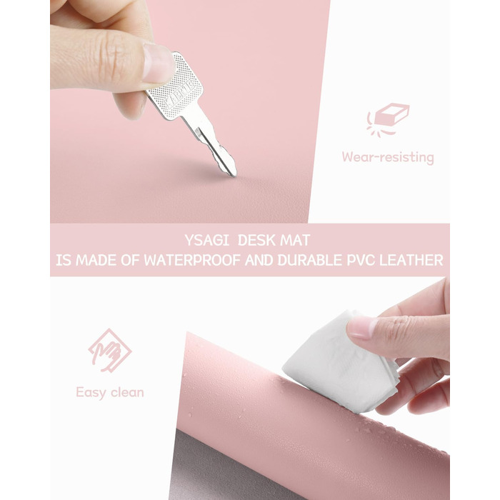 Підкладка під мишу YSAGi, 80x40 см, рожева, з антиковзким покриттям, для офісу та дому
