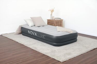 Надувний матрац Novaluxe з вбудованим електронасосом та подушкою, сірий 191x97x38 см