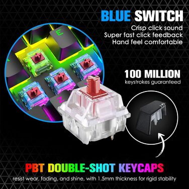 Ігрова комбінація клавіатури та миші MAGIC-REFINER: механічна клавіатура 62 клавіші, RGB-підсвічування, миша 12000 DPI, USB-C, для PC/Mac/Win