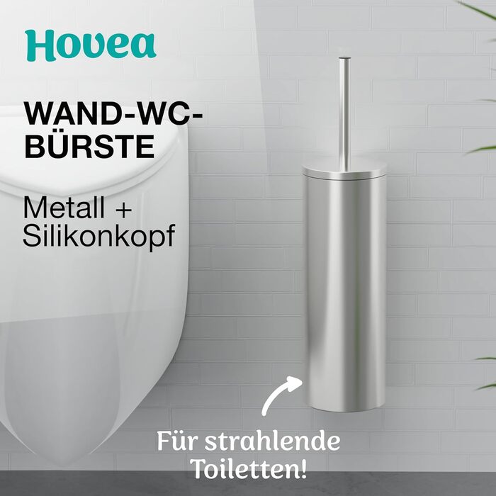 Набір щіток для унітазу Hovea 2 шт. на стіну, чорний колір - силікон та метал, без свердління, кріплення на стікер або шуруп, власник для щітки WC3620 (метал)