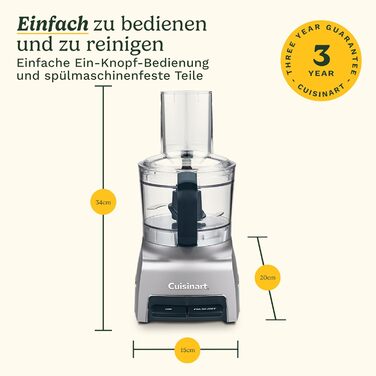 Cuisinart Pixie Chopper: кухонний подрібнювач 0.7 л з 2 швидкостями, SmartPower-лезо, BladeLock, компактний, миючий, BPA-free. Ідеально для соусів, пасти та спецій