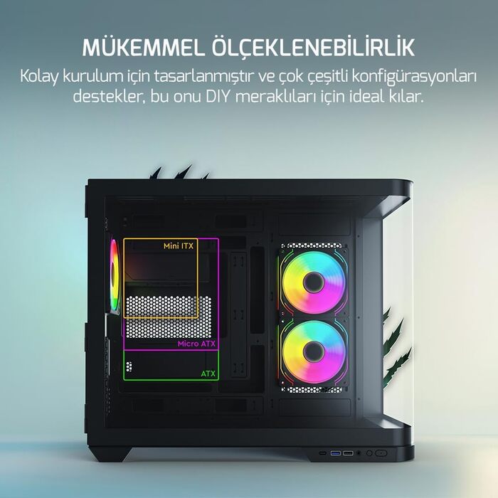 Корпус для ПК Gamepower Warcry Vertex з темперованим склом, ATX Mid Tower, 3x RGB вентилятори, блок живлення 750W 80 Plus, чорний