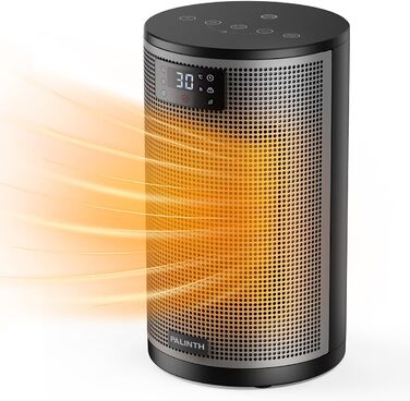 Електричний обігрівач PALINTH 1500W з термостатом, 4 режими, захист від перегріву та перекидання, таймер 8H, для дому, чорний