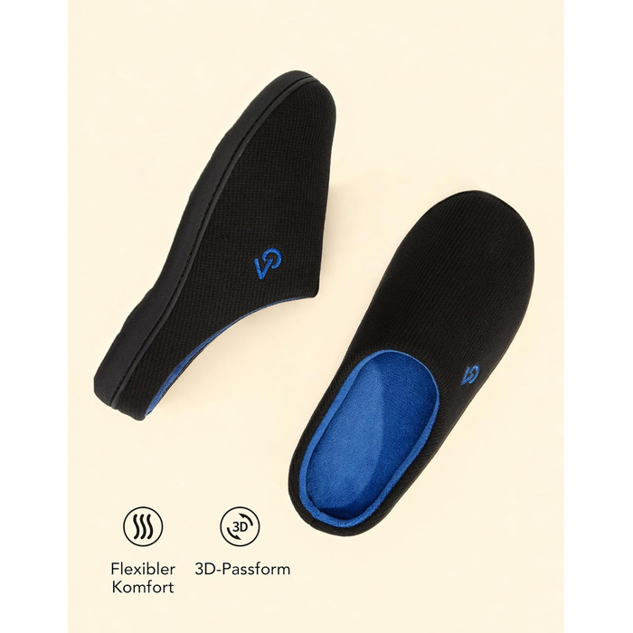 Чоловічі халапи VeraCosy з двома кольорами, устілка з memory foam, розмір 40/41 EU, чорний сапфіровий