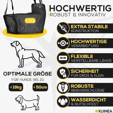 Автокрісло для собак KUINEA® Extra Stable - з ременем безпеки, для собак маленьких та середніх порід, водовідштовхуче, автокошик для собак, автокрісло для собак