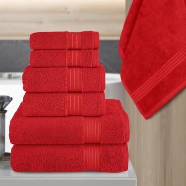 Набір рушників Elegant Comfort Premium Cotton з турецької бавовни, 6 предметів (2 банні, 2 для рук, 2 маленькі), червоний