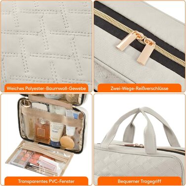 Сумка для косметики та туалетних аксесуарів Lifewit для подорожей, велика органайзер з гачком, прозора кишеня для гігієнічних засобів, світло-зелений (світло-сірий, M)