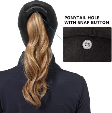 Жіноча зимова шапка GADIEMKENSD з відбиваючими елементами та мішком для хвоста, навушники-гетри, для активного відпочинку, чорна