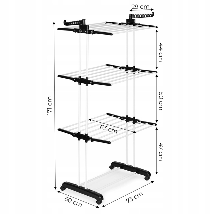 Вертикальна розкладна сушарка для одягу та білизни на колесах XXL