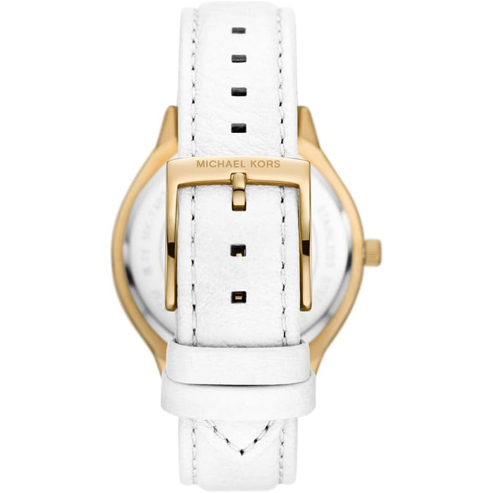 Жіночий годинник Michael Kors Slim Runway: кварцовий механізм, 38 мм, шкіряний ремінець (Золотистий та Білий)