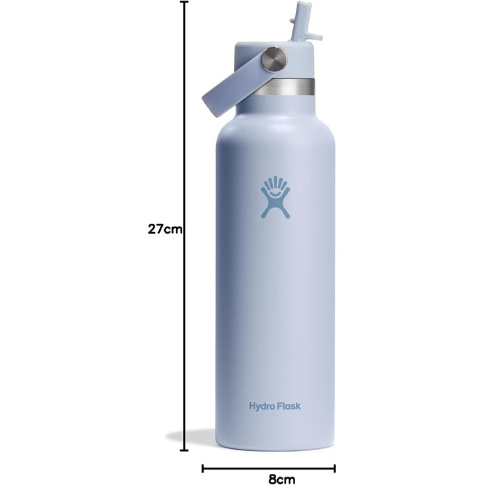 Термопляшка Hydro Flask Standard Mouth 621 мл зі сталевим корпусом та кришкою-соломинкою, вакуумна ізоляція для напоїв (гарячі та холодні), герметична, колір Surf
