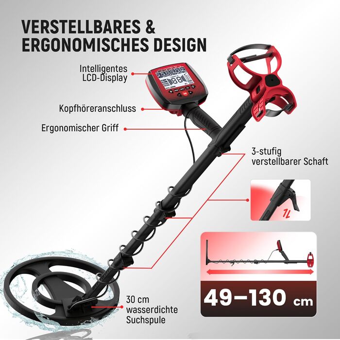 Металодетектор KAIWEETS 2025: 5 режимів, водонепроникний, для дорослих та дітей, з навушниками та лопаткою