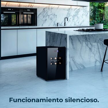 Cecotec Bolero GrandSommelier 830 CoolWood Wine Refrigerator, Thermoelectric, Quiet and High Performance, Adjustable Temperature: 8-18ºC, Touch Control Panel, Displays, Eco-friendly. (15 Bottles, Black)