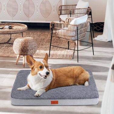 Килимок для собак Caliyo, середнього розміру, 91x69x7.6 см, з Memory Foam, сірий, можна прати