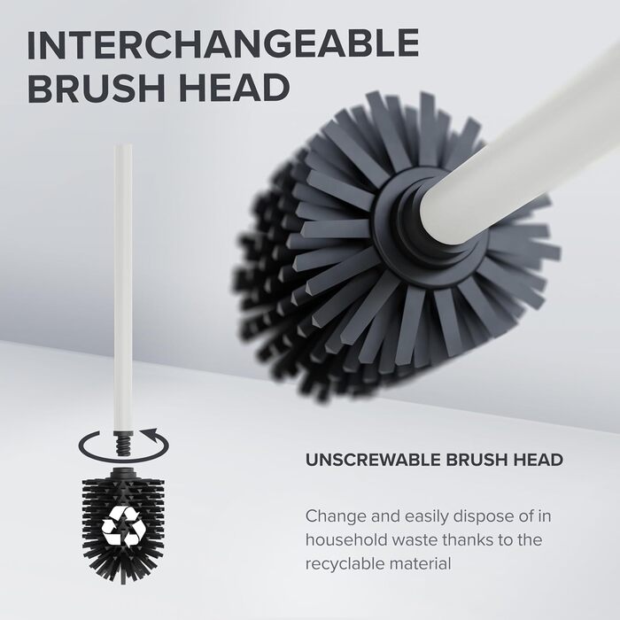 Набір для чищення унітазу з нержавіючої сталі з силіконовою щіткою | Без кріплення до стіни | Змінний насаджувач | З піддоном для крапель