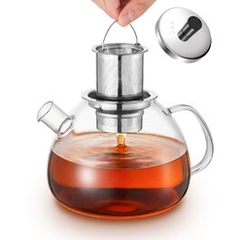 Скляна чайник HEMOLY 1,5 л з ситечком та підставкою для чаю, чайник зі скла, чайник для чаю