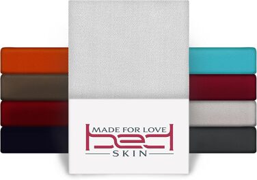 Bedskin Premium Boxspring Bed & Water Bed Fitted Sheet 200x200-200x220 cm, up to 40 cm Mattress Height - Jersey Fitted Sheet for Boxspring Bed, 100% Cotton Fitted Sheet (White)