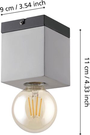 Настільна лампа EGLO Prestwick: вінтажний стиль, індустріальний дизайн, бетонна основа сірого кольору, вимикач, патрон E27