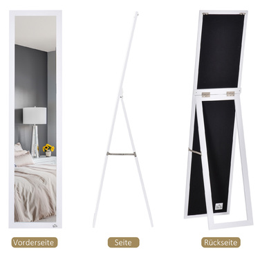 HOMCOM Full-Length Mirror, 154 x 37 cm Wall Mirror with Stand, Standing Mirror for Living Room, Bedroom, White | Aosom