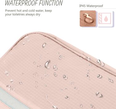 Сумка для косметики Maliton з підвішуванням, водонепроникна | Велика дорожня сумка для подорожей, ділових поїздок, спорту, плавання | Косметичка для жінок та чоловіків з 4 відділеннями, складна та компактна (Рожева)