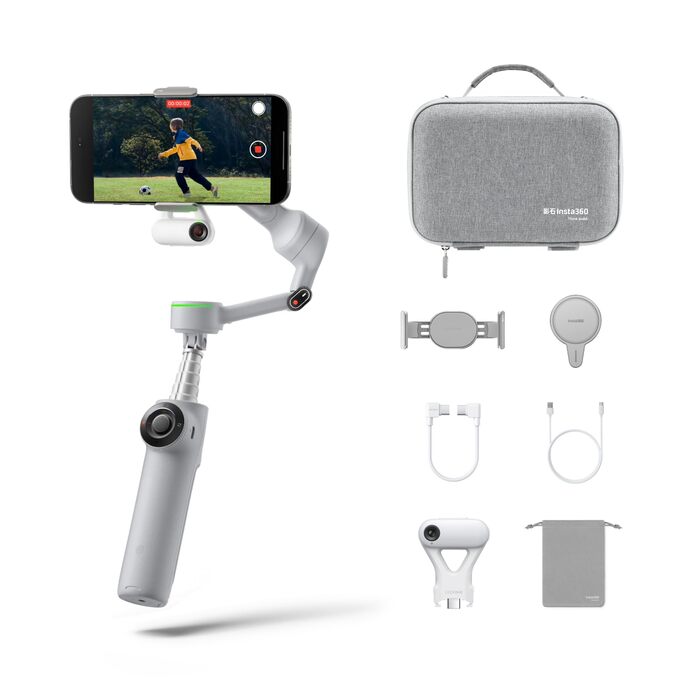 Insta360 Flow 2 Pro: Стабілізатор для смартфона (iPhone & Android), комплект для контент-мейкерів, сірий
