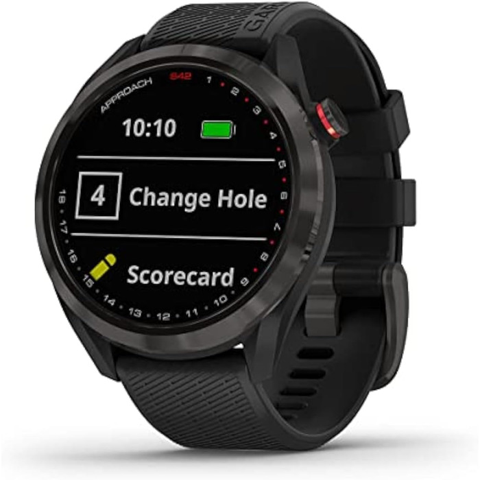 Годинник GPS Garmin S42 для гольфу, дорослий, унісекс, сірий титан/чорний, 43,4 x 43,4 x 11,7 мм