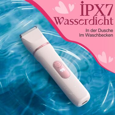 Електричний жіночий триммер 3-в-1 для тіла та інтимної зони з LED-дисплеєм, рожевий. Вологостійкий IPX7, USB-зарядка