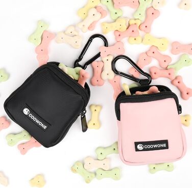 Сумка для ласощів для собак COOWONE з тренувальним клікером, водонепроникна, з тримачем для пакетів, чорна та рожева