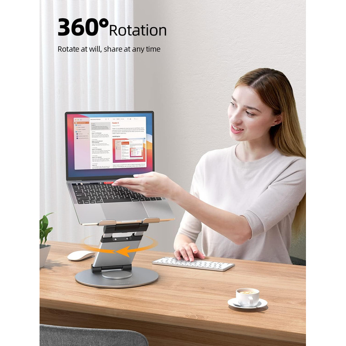 NULAXY Adjustable Laptop Stand - 360° Swivel Base, Height Adjustable up to 20