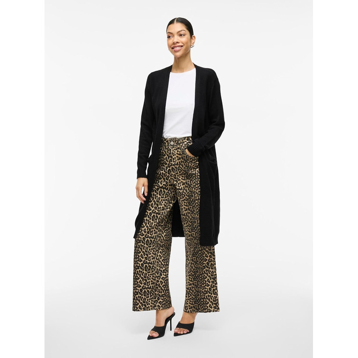 Жіночий кардиган Vila Viril Longline XXL чорний (Black) - в'язаний подовжений жакет