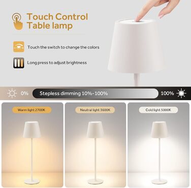 Настільна світлодіодна лампа DEELUX акумуляторна, димова, з регулятором яскравості, 3 режими світла (2700K/3600K/5000K), USB-C, водонепроникна IP44, для дому та вулиці