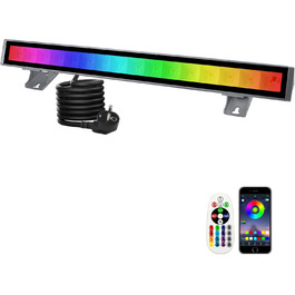 RGB LED Spotlight, 48W RGB Wallwasher Light, LED Bar Light Effects IP66 Waterproof Smart Party Lights with Remote Control and APP Control for Outdoor Indoor Tree Party Garden (1 Piece)