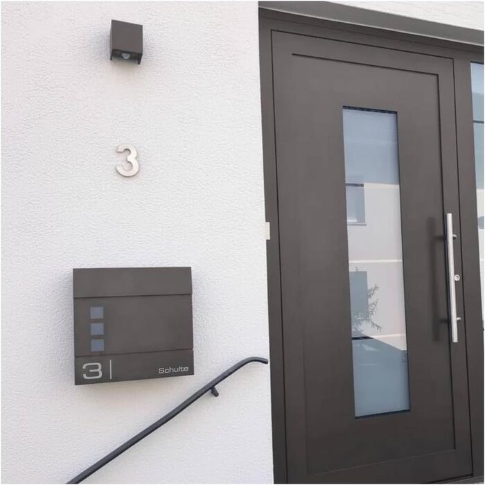 Поштова скринька Metzler Cube Anthrazit RAL 7016 з лазерним гравіюванням адреси та номера будинку, з газетницею та вікном - 37x37x10.5 см (Db703 Eisenglimmer)