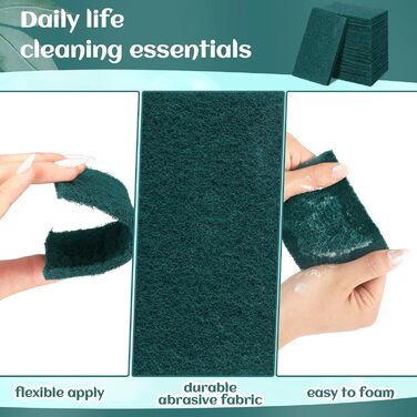Hoolerry 150-Piece Heavy-Duty Scrub Sponges, Scratch-Resistant, Household Cleaning Sponges, Reusable, Pan Scrubber, Anti-Grease Sponges for Dishes, Kitchen, Metal Grills, 10.9 x