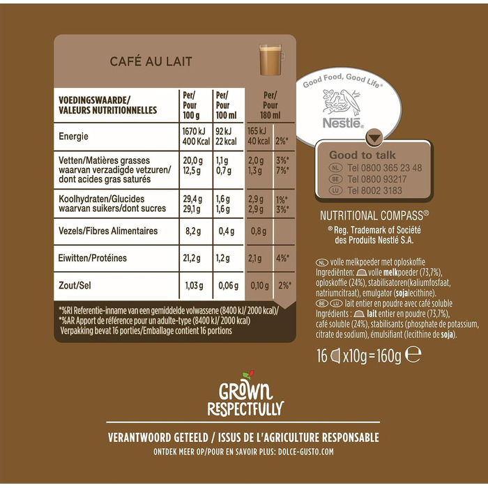Кавові капсули NESCAFÉ Dolce Gusto Café au Lait, 3 упаковки по 30 капсул (загалом 90 шт), 160 г