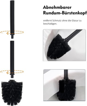 Набір для туалету Greelue: щітка для унітазу з дерев'яною ручкою та підставкою з нержавіючої сталі, чорний