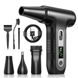 Електричний пилосос для повітря з HD-дисплеєм - Air Duster 200000 RPM з LED-підсвічуванням, міні-пилосос на акумуляторі, спрей стисненого повітря для чищення ПК, повітряний пилосос для клавіатури, дому, авто, W06 (чорний)
