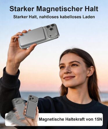 Power Bank MagSafe для iPhone 6000mAh: ультратонкий магнітний акумулятор 20W USB-C сірий
