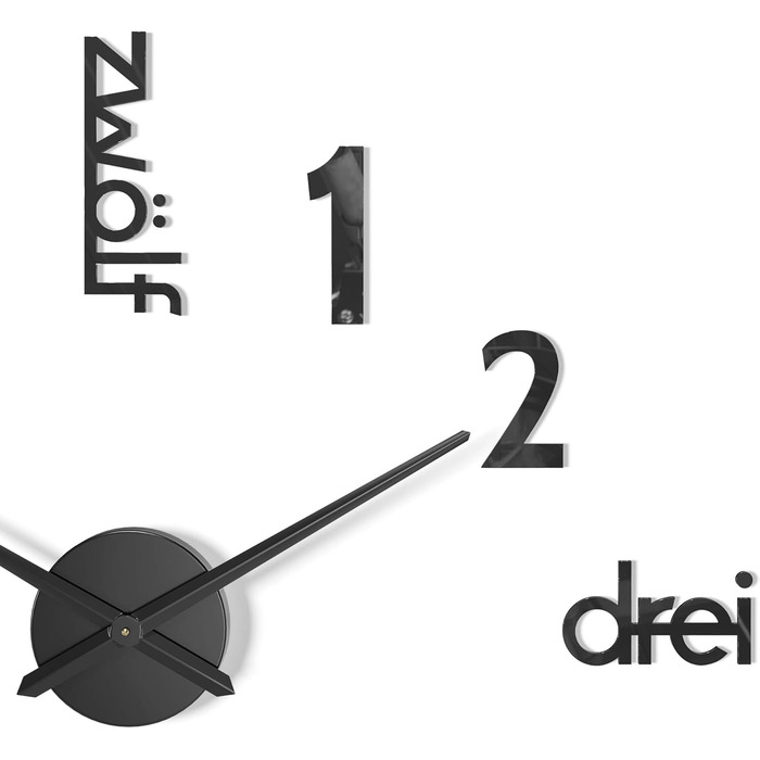 Cander Berlin MNU 0180 S XXL 3D Black Giants Designer Wall Clock Living Room Decoration Wall Tattoo with German Dial made of Acrylic