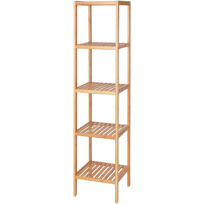 Dibea Bathroom Shelf with 5 Shelves, Living Room Shelf, Standing Shelf, Bamboo Shelf, Bathroom Shelf, Book Shelf, Corner Shelf, Kitchen Shelf, 33x33x146 cm, natural color, Natural