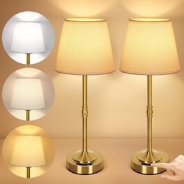 OUTON Настільна лампа 2 шт. Бездротова, диммер, 3 кольори світла, 4000mAh, USB-C, 60 годин роботи, акумуляторна, золота для спальні, вітальні, їдальні